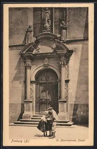 AK Freiburg i. B., Portal der St. Martinskirche