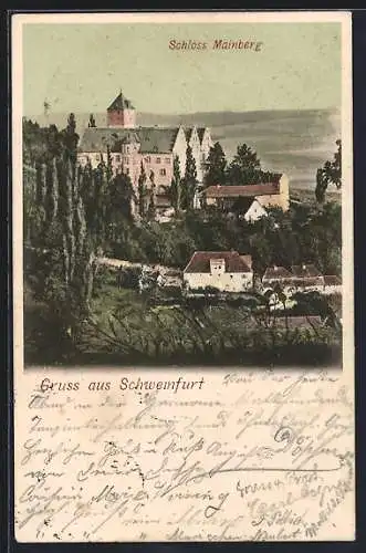 AK Schonungen, Teilansicht mit Schloss Mainberg