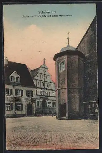 AK Schweinfurt a. M., Partie am Kirchplatz mit altem Gymnasium