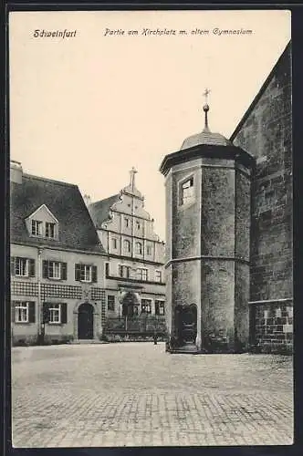 AK Schweinfurt, Kirchplatzpartie mit altem Gymnasium