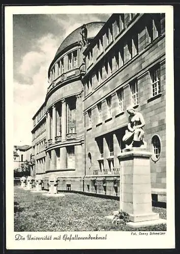 AK Freiburg i. Schwarzwald, Universität mit Gefallenendenkmal