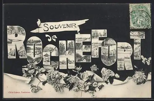 AK Rochefort-sur-Mer, Ansichten in den Buchstaben des Ortsnamen