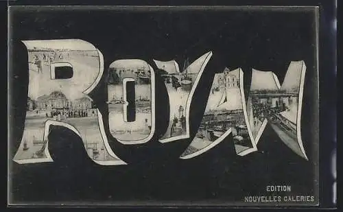 AK Royan, Ansichten in den Buchstaben des Ortsnamen
