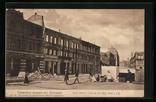 AK Valparaiso, Calle Blanco, Casa de los Sres Besa y Cia, Erdbeben