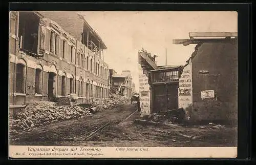 AK Valparaiso, Calle Jeneral Cruz Erdbeben