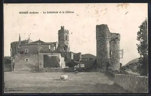 AK Viviers, La Cathèdrale et le Chateau