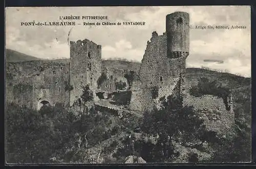 AK Pont-de-Labeaume, Ruines du Chateau de Ventadour