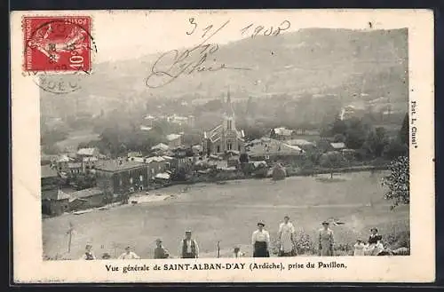 AK Saint-Alban-d`Ay, Vue générale, prise du Pavillon