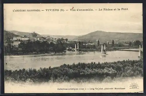 AK Viviers, Vue d`ensemble-Le Rhone et le Pont