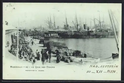 AK Marseille, Le Quai des Forges, Hafen