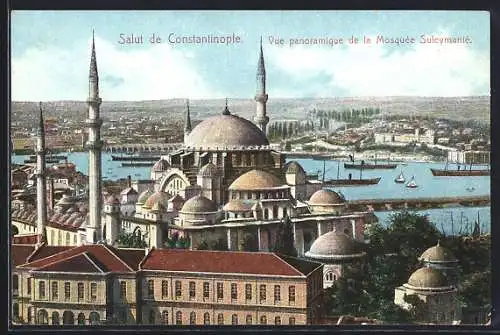 AK Constantinople, Vue panoramique de la Mosquée Suleymanié