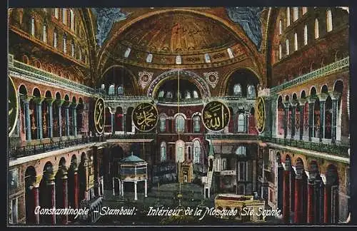 AK Constantinople, Intérieur de la Mosquée Ste. Sophie