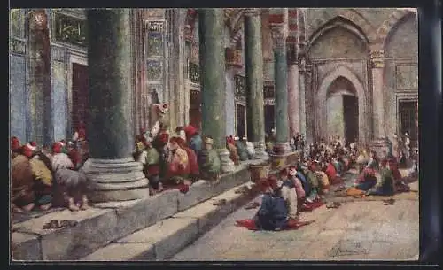 Künstler-AK Constantinople, Musulmans faisant leur prière