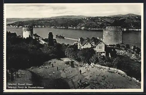 AK Constantinople, Bosphore, Tours de Roumeli-Hissar - Ruine über dem Bosporus