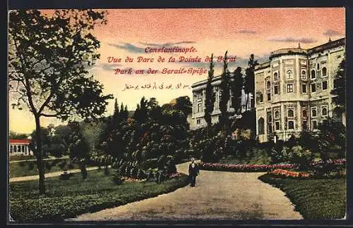 AK Konstantinopel, Vue du Parc de la Pointe du Sérai