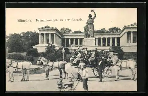 AK München, Fremdenwagen an der Bavaria, Ruhmeshalle