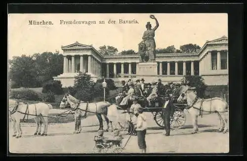 AK München, Fremdenwagen an der Bavaria, Ruhmeshalle