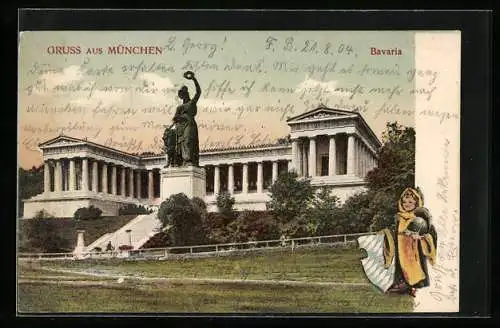 AK München, Bavaria, Münchner Kindl mit Wappen