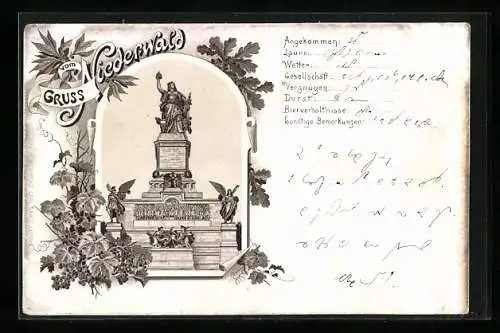 Lithographie Nationaldenkmal auf dem Niederwald