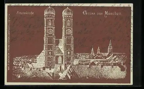 AK München, Blick zur Frauenkirche