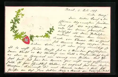 Lithographie Luzern, Löwe von Luzern mit Wappen