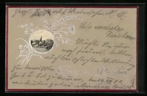 AK München, Bavaria, Blumen, Passepartout