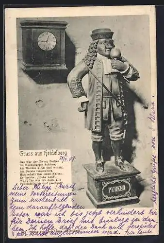 AK Heidelberg, Zwerg Perkeo vor einer Wanduhr