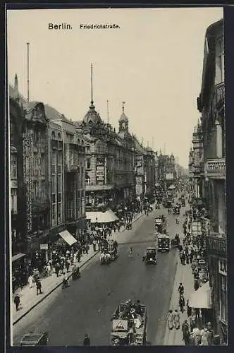 AK Berlin, geschäftiges Treiben in der Friedrichstrasse