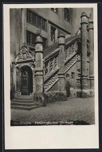 AK Nördlingen, Freitreppe am Rathaus