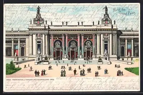 Lithographie Paris, Exposition universelle de 1900, Portique du Grand Palais