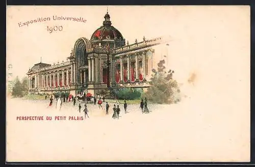Lithographie Paris, Exposition universelle de 1900, Perspective du Petit Palais