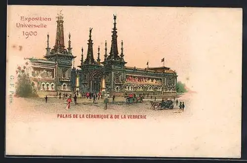 Lithographie Paris, Exposition universelle de 1900, Palais de la Céramique & de la Verrerie