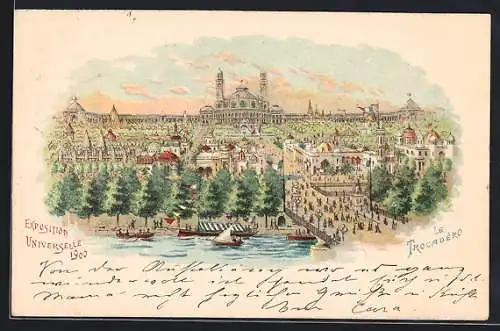 Lithographie Paris, Exposition universelle de 1900, Le Trocadéro