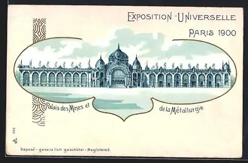 Lithographie Paris, Exposition universelle de 1900, Palais des Mines et de la Métallurgie