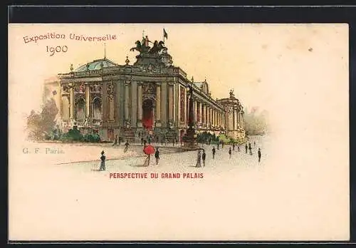 Lithographie Paris, Exposition universelle de 1900, Perspective du Grand Palais