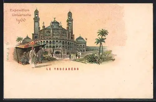 Lithographie Paris, Exposition universelle de 1900, Le Trocadéro