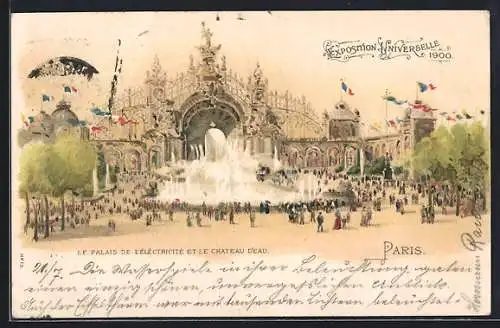 AK Paris, Exposition Universelle 1900, Le Palais de l`Éctricité et le Château d`Eau, Welt-Ausstellung