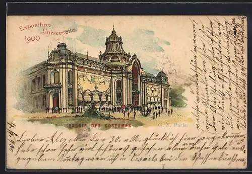 Lithographie Paris, Exposition universelle de 1900, Palais des Costumes