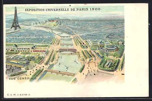 Lithographie Paris, Exposition universelle de 1900, Vue Générale