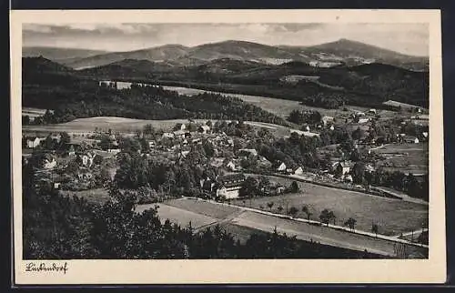 AK Lückendorf /Zittauer Gebirge, Teilansicht mit dem Jeschken im Hintergrund