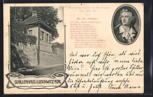 AK Dresden-Loschwitz, Schillerhaus, Portrait