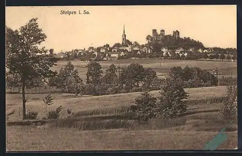 AK Stolpen i. Sa., Teilansicht mit Kirche