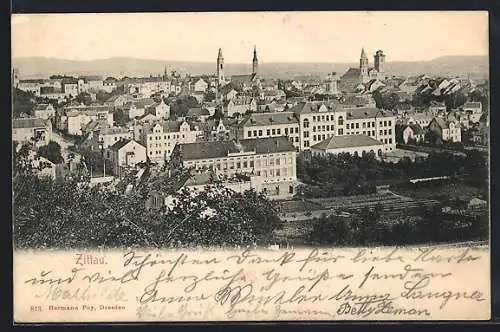 AK Zittau, Blick über die gesamte Stadt