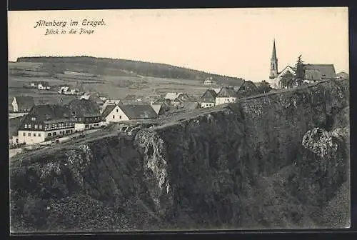 AK Altenberg i. Erzgeb., Blick in die Pinge mit Kirche