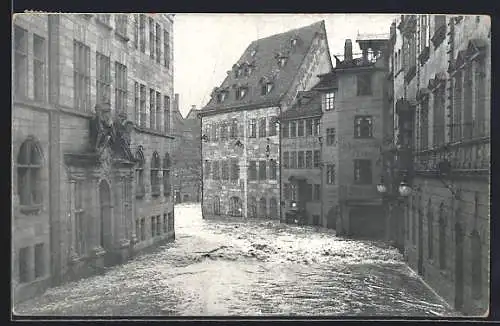 AK Nürnberg, Hochwasser-Katastrophe 5. Februar 1909, Weintraubengasse