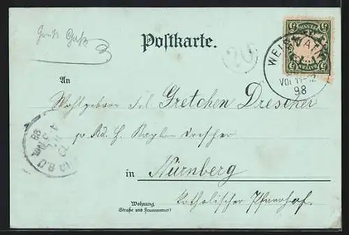 Mondschein-Lithographie Weissmain, Teilansicht mit Kirche