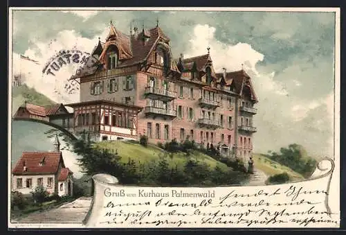 Lithographie Freudenstadt, Blick zum Gasthaus Palmenwald