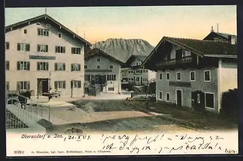 AK Oberaudorf a. Inn, Strassenpartie mit Buchbinderei