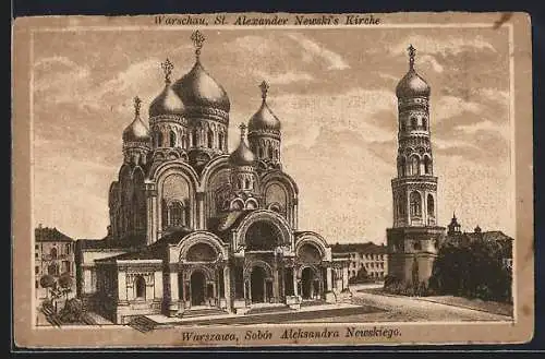 AK Warschau-Warszawa, St. Alexander Newski`s Kirche