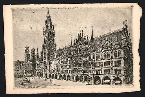 Künstler-AK München-Au, Das neue Rathaus